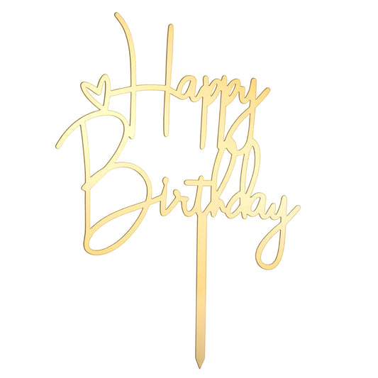 2pcs Happy Birthday Cake Toppers Glod Happy Birthday Cake Decorations Birthdays Decorations Birthdays Cakes Supplies for Celebrating Anniversary Party