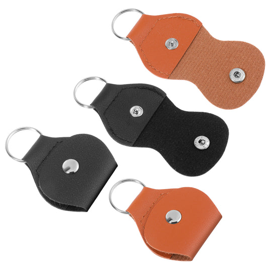 InnoHHustle 4 Pcs Leather Key Fob Holder, Guitar Picks Holder Case Keychain Holder Cases Bag Key Holder for Keychain General Key Fob Keychain for Keys Guitar Players