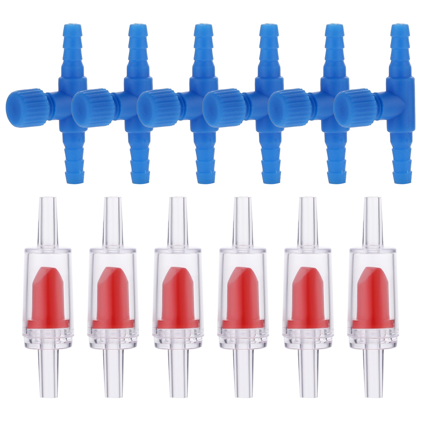 Styquenzer 12 Pcs Aquarium Air Valve, Aquarium Air Pump Accessories with Aquarium Control Valves, One Way Non-return Check Valve, Air Control Valve for 3/16" Aquarium Tubing Fish Tank Accessories Red