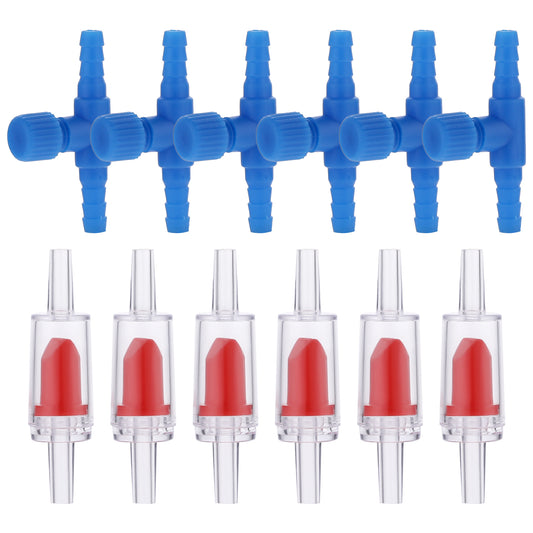 Styquenzer 12 Pcs Aquarium Air Valve, Aquarium Air Pump Accessories with Aquarium Control Valves, One Way Non-return Check Valve, Air Control Valve for 3/16" Aquarium Tubing Fish Tank Accessories Red