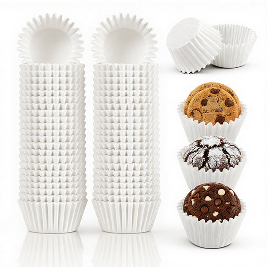 1000 Pcs White Mini Cupcake Liners Baking Cups Paper Cupcake Small Muffin Liner Chocolate Dessert Cupcakes Wrapper Baking Cups for Cooking