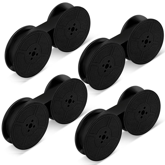 4Pairs Universal Typewriter Ribbon 1/2 Inch, Vintage Typewriter Ink Ribbon Wide Black Ink Ribbons Twin Spool Old Typewriters Calculator Ribbons Replacement for Most Typewriters, Reliable Print Quality