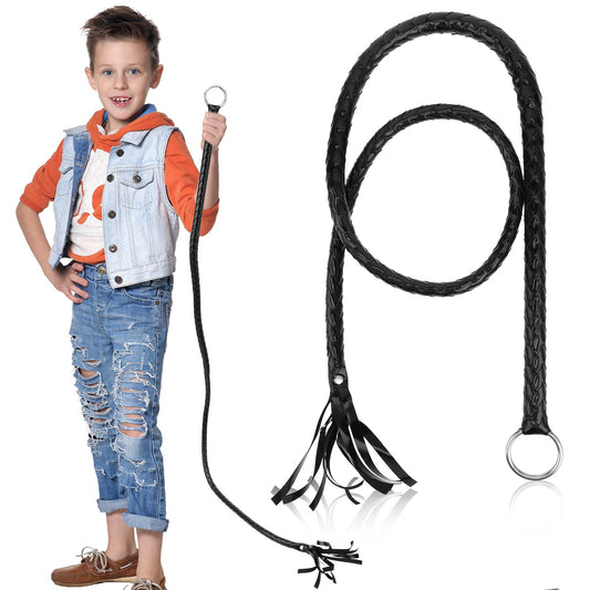 Black Whip Cowboy Toys Faux Leather Whip Costume Faux Leather Whip for Ringmaster and Catwoman Costume Whip Costume Accessory Cowboy Whip for Cosplay Costume Accessories