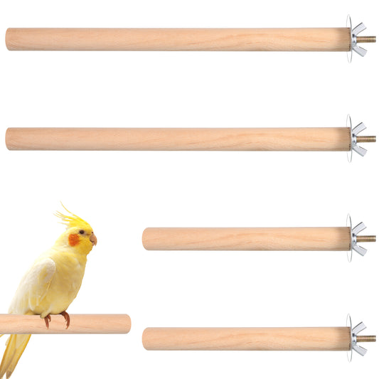 4PCS Bird Perches Parakeet Perches Wooden Parrot Perch Stand Wood Perche with Different Widths Bird Cage Toys Cage Accessories for Macaws, Small Parakeets, Conures, Budgies, Finches
