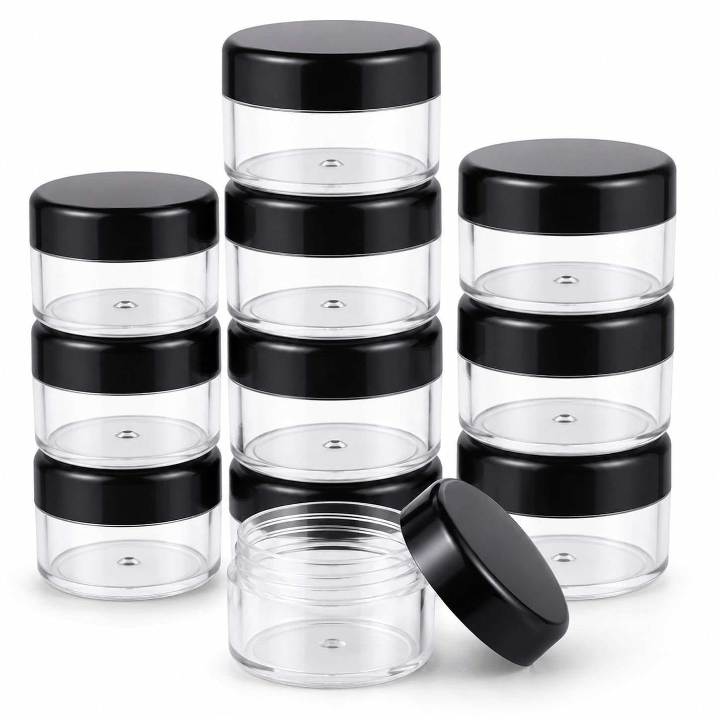 12 PCS Small Plastic Containers with Lids, 5g 10g 15g Mixed Sizes Leak Proof Round Sample Pots, Refillable Cosmetic Jars for Creams Lotions Lip Balm Travel Storage
