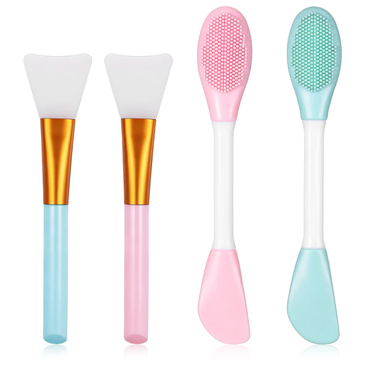 Face Mask Applicator Silicone Face Scrubber Mask Brush 4 Pcs