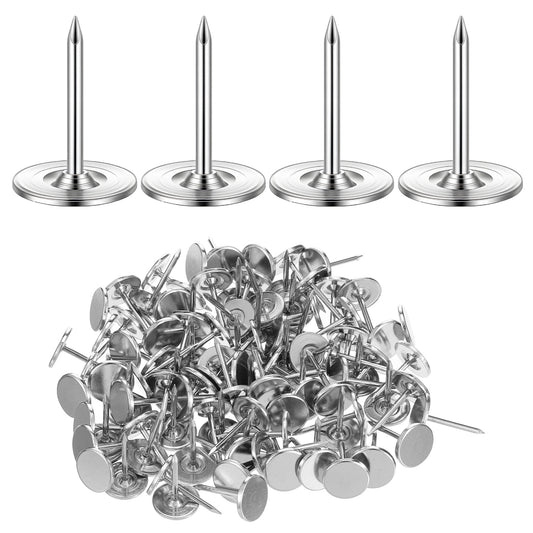 100Pcs Silver Heavy Duty Thumb Tacks, Extra Long Push Pins, Heavy Duty Flat Upholstery, Long Carpet Tacks for Upholstery, Carpets and Wood Surfaces
