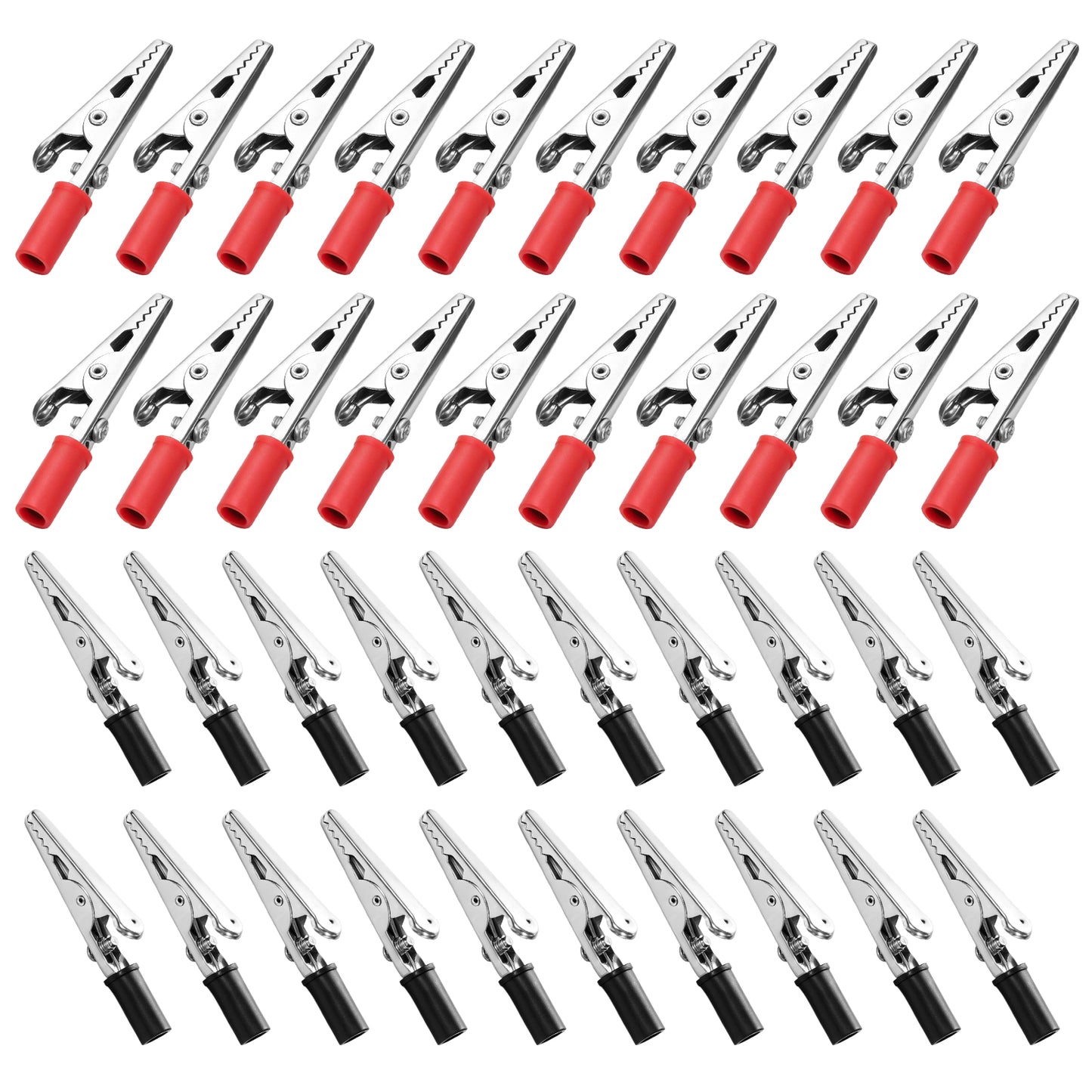 40Pcs Red and Black Alligator Clips Electrical Test Clamp with Plastic Hand