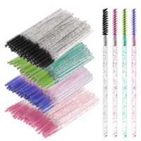 200 Pcs Disposable Mascara Wands 4 Colors Mini Eyelash Brushes Crystal Lash Spoolies Precision Skinny Spoolies for Eyelash Extensions Micro Brush Lash Extension Supplies Lashes Extension Tools