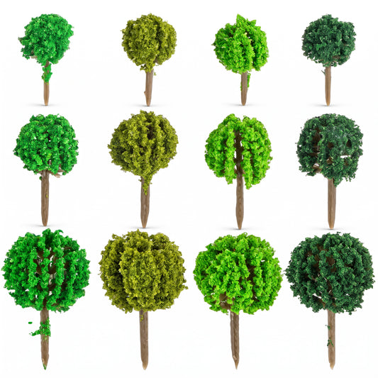 Zelphvt 24 PCS Mini Trees for Crafts Model Trees Mixed Bush Tree for Model Train Scenery Architecture Tree FakeTrees with No Stands