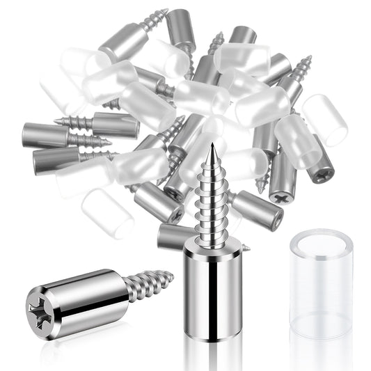 20 Pcs Shelf Support Pegs Metal Shelf Pins with Non-Slip Sleeve Self-Tapping Screws Cabinet Laminate Support Cylindrical Pin Bracket Pegs Suitable for Kitchen Wardrobe Cupboards Cabinet