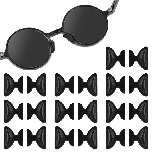 Eyeglass Nose Pads 3.5mm Thickness Soft Silicone Adhesive Glasses Nose Pad Butterfly Shape Anti-Slip Heighten Air Chamber Nose Pads Nose Clip for Full Plastic Frames,10 Pairs(Black)
