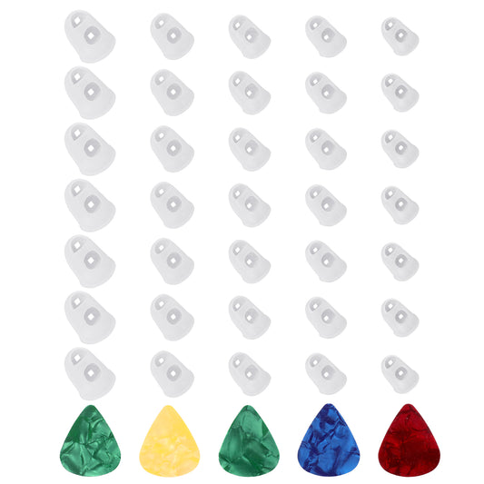35 PCS Guitar Fingertip Protector Silicone Finger Protector for Guitar Players 5 Sizes Guitar Finger Cover Anti Slip Finger Tips Protector for Beginner Playing Ukulele and 5 Guitar Picks