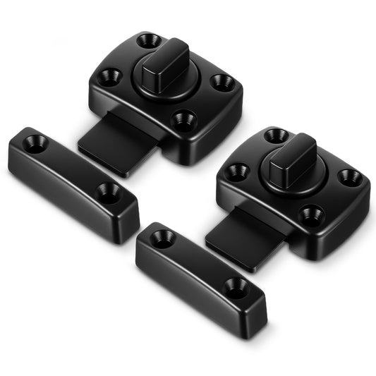 2 Pcs Rotate Bolt Latch Black Bathroom Toilet Door Latch Safety Cabinet Slide Lock Latchs Anti Theft Protection Rotate Bolt Door Lock
