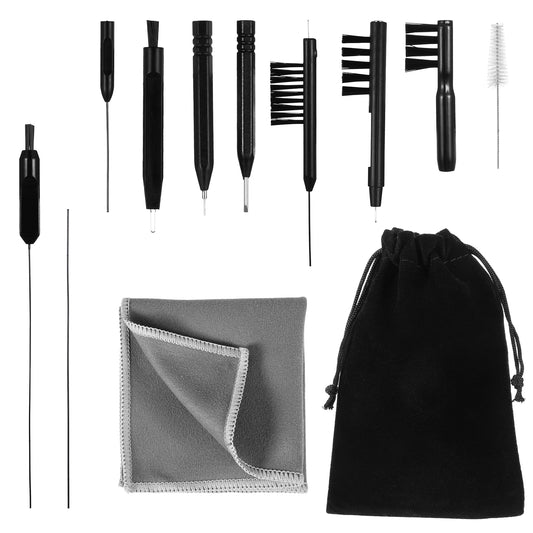 12 PCS Hearing Aid Cleaning Kit Accessories and Supplies Ear Bud Cleaning Kit, Multi Functional Hearing Aid Brush Tools for Earbuds Headphones with Bag