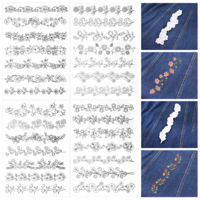 4 Sheets Flowers and Leaves Water Soluble Hand Sewing Stabilizers, Stick and Stitch Embroidery-Paper Designs Transfer Paper with Pre-Printed Flower Leave for Embroidery Beginners Lovers