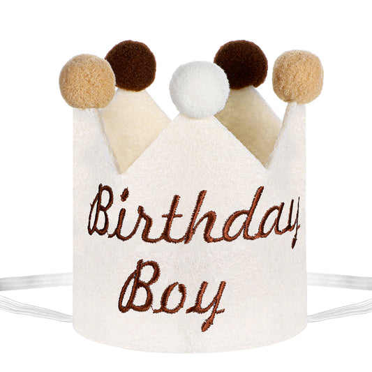 Boho Boy Birthday Crown, Brown Embroidered Birthday Crown, Birthday Boy Crown, Birthday Decorations for Boys, Birthday Hat Decorations