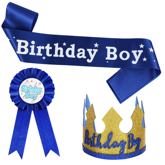 Birthday Boy Hat, Prince Crown Birthday Boy Party Accessory Supplies King Crown Boy Birthday Party Dress-Up Set for Boys Birthday Party Decoration