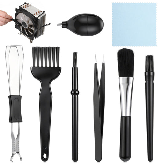 Mini Keyboard Cleaning Brushes Kit, 8 Pack Plastic Anti Static Brush Set with Stainless Steel Handle, Small Electronics Dust Cleaner for Laptop, Computer, PC, Motherboard, Camera, Office and Home