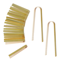 20 Pcs Mini Wooden Tongs for Charcuterie Disposable Cooking Utensils Natural Bamboo Tong for Toast Catering Buffet or Home Use