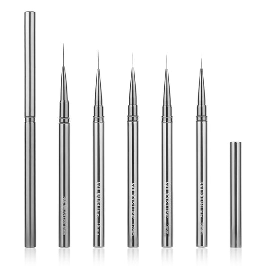 Nail Art Liner Brushes, 5Pcs Fine Line Nail Art Striping Brushes Nail Design Brushes Set With Cap Painting Thin Liner Nail Brushes for Gel Polish Design Detailed Painting Dotting, 6/9/12/15/18mm