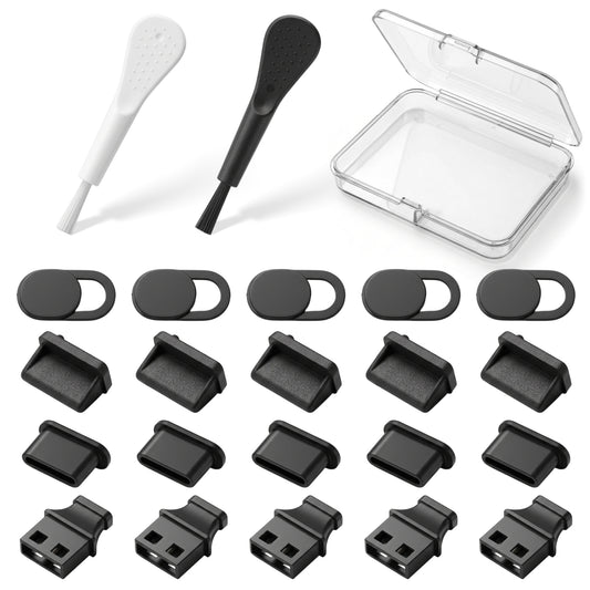 Zyghjort 22 Pcs USB Dust Plug, 4 Types Silicone USB Port Cover Anti Dust USB Cover Cap USB Port Cover Protector for Computer Camera USB USB C and USB Type A