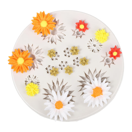 Flower Molds Polymer Clay Molds Daisy Silicone Mold for Clay 13 Cavity Miniature Flower Polymer for Cake Decoration & Earrings, Jewelry Making