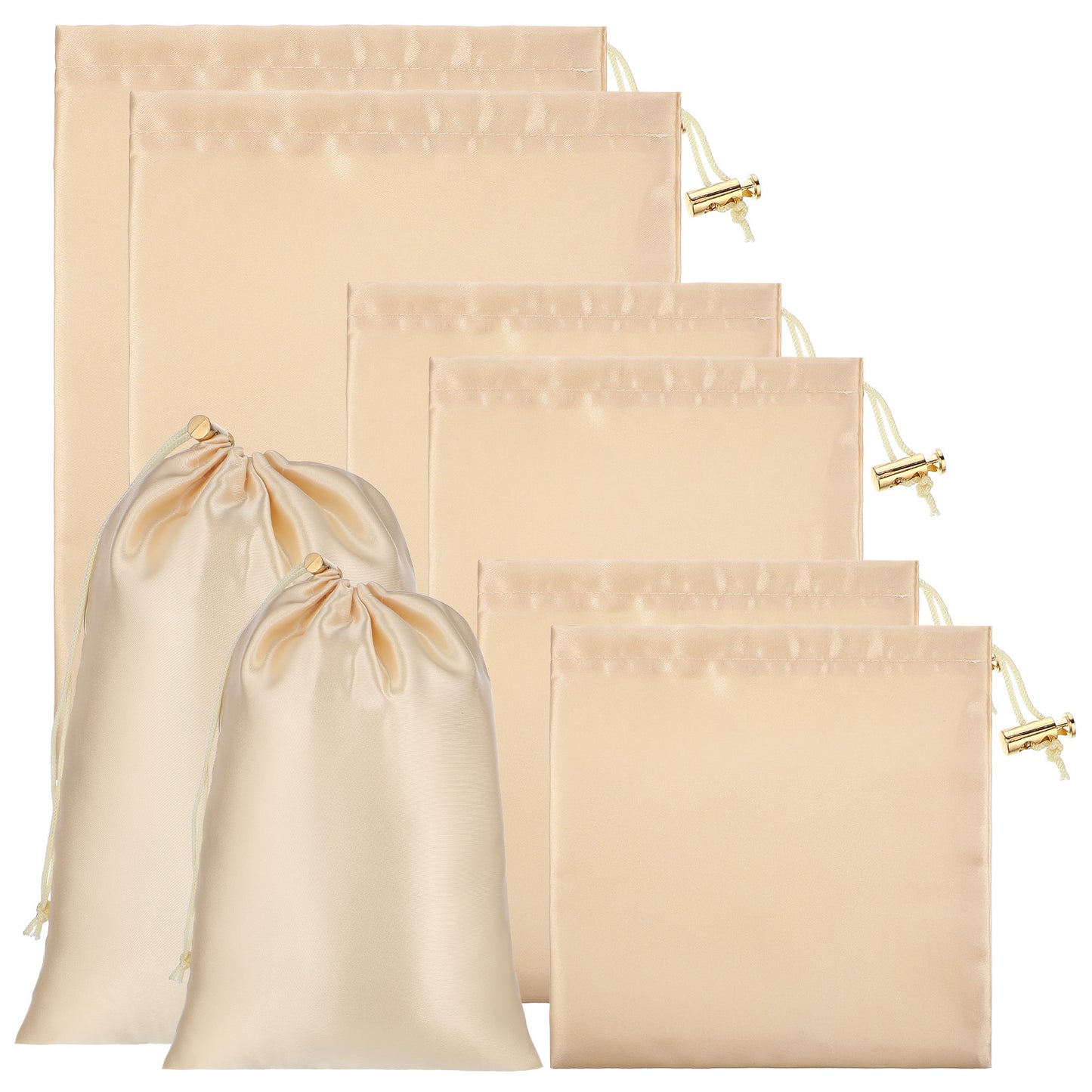 Soft Satin Drawstring Pouch, 6 Pcs Adjustable Jewellery Gift Bag Storage Soft Storage Bags Adult Toy Storage-Bags for Women Men Couples Toy Underwear Cosmetic Sunglasses Travel, 3 Sizes (Rose Gold)