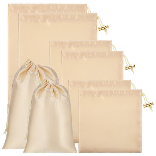 Soft Satin Drawstring Pouch, 6 Pcs Adjustable Jewellery Gift Bag Storage Soft Storage Bags Adult Toy Storage-Bags for Women Men Couples Toy Underwear Cosmetic Sunglasses Travel, 3 Sizes (Rose Gold)