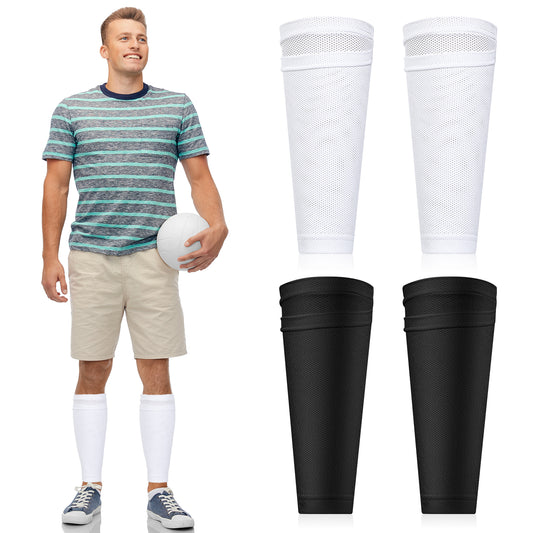 2 Pairs Soccer Shin Guard Socks Leg Sleeves for Soccer Socks Breathable Soccer Shin Guard Sleeves with Pocket for Football Shin Pads, Shin Pads Holder for Kicking Ball, Running, Cycling
