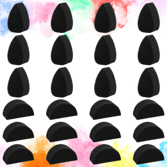 24Pcs Face Paint Sponge High Density Body Painting Sponge Petal Oval and Semicircular Face Painting Sponges Face Painting Black Sponges Face Paint Sponges for Acrylic Painting