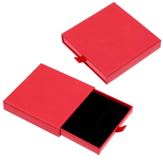4 Pcs Jewelry Gift Box Red Cardboard Jewelry Boxes Compact Drawer Jewelry Box Kraft Jewelry Display Box for Necklace Ring Earring (3.5×3.5x0.7 Inch)