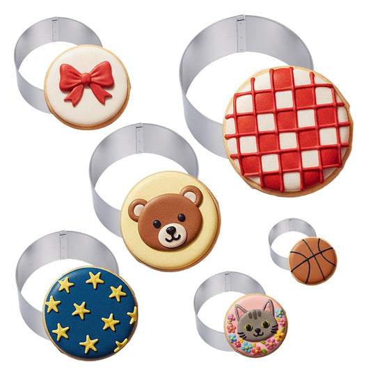 6PCS Stainless Steel Round Cookie Cutter Set, 1.5 2 2.5 3 3.5 4 Inch Circle Cookie Cutter Set, Geometric Baking Supplies for Cookies, Donuts, Biscuits, Pastry, Fondant Molds