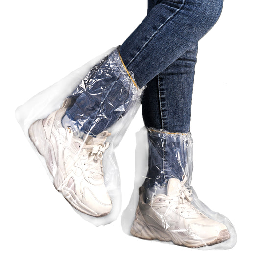 EupHHonycs 10 Pairs Disposable Non-Slip Shoe Covers, Boot Covers, 30 * 28 cm, Thickened Waterproof Plastic Boot and Shoe Cover for Children (Transparent)