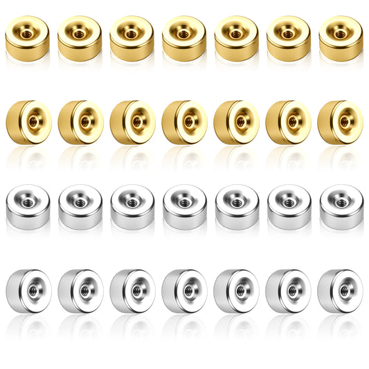 30 Pcs Flat Earrings Back Screw On Earrings Back Replacements Stainless Steel Earring Backs Secure Locking Security Silver Ear Piercing Backs to Prevent Missing