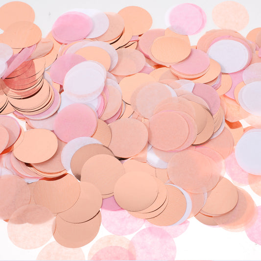 Pink Gold White Rose Round Tissue Confetti Dots Paper Tissue Confetti Table Confetti Birthday Party Decorations 1 Inch Round Confetti for Wedding Birthday Anniversary Party (1.76 oz/50 g)