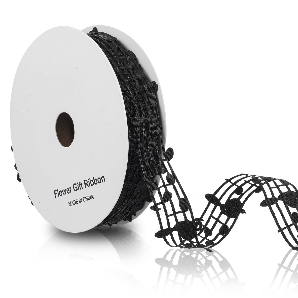 1 Roll 20 Yards Music Note Ribbon Black Notation Ribbons Hollow Cut Out Music Note Ribbon Hollow Polyester Ribbons for Scrapbooking Gift DIY Handmade Craft Birthday Party Decoration
