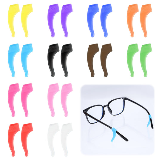 Zelphvt 12 Pairs 12 Color Anti-Slip Glasses Ear Hook Silicone Ear Hooks for Glasses Comfortable Eyeglass Tip Silicone Protectors Ears Hooks for Glass Sunglasses & Reading Glass Accessories