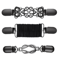 3 Pcs Cinch Clip, Dress Clips Back Cinch Black Cardigan Clips Shawl Cardigan Clip Shirt Pant Waist Tightener Tensioner for women Clothing Fashion Retro Decor Brooch (Black)