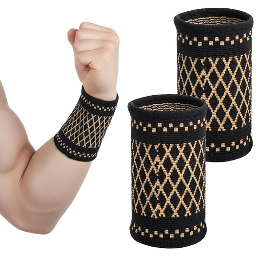 2 Pcs Wrist Compression Brace Elastic Wristbands Soft Comfortable Wrist Support Sleeve for Sport Workout Fitness