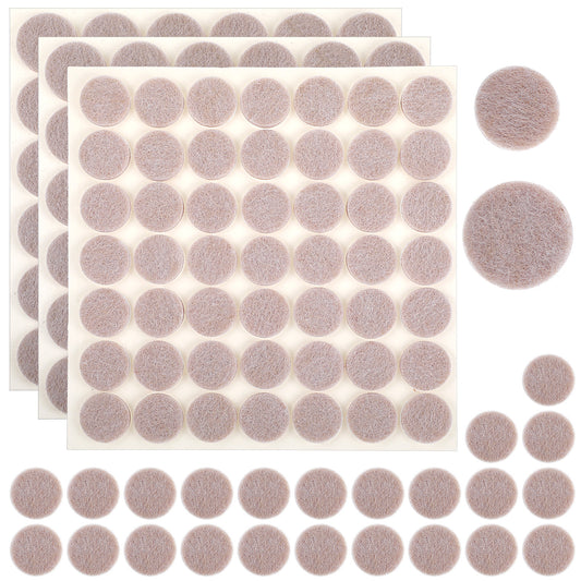 144 Pcs Felt Furniture Pads, Felt Cabinet Door Pads 3/4 and 1 Inches Self Adhesive Felt Bumpers for Furniture Kitchen Cabinet Doors Floor Drawers Cupboards Round Beige