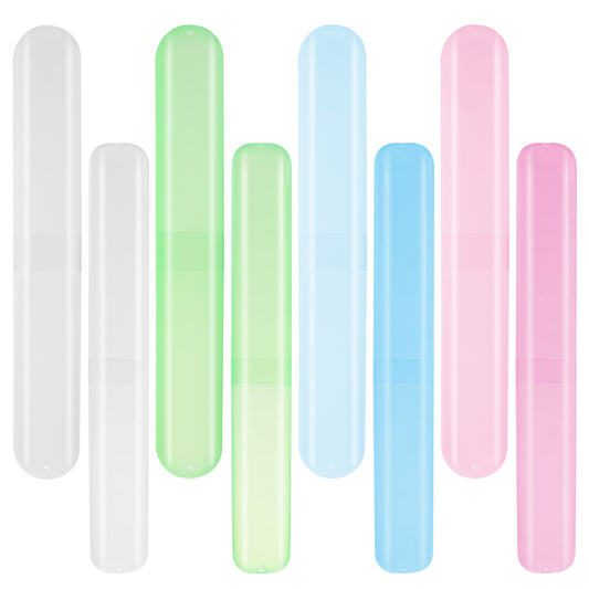 8 PCS Plastic Toothbrush Case Travel Toothbrush Holder Portable Toothbrushes Travel Case Dustproof Toothbrushes Container Tooth Brush Cases Colored Tooth Brush Holder for Travels Camping Home,2 Size