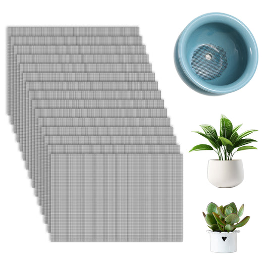 15 PCS Flower Pot Hole Mesh Pad, 11.8x7.8 Inch Plant Drainage Screen Mesh Bonsai Meshs Planter Meshs Drainage Screen BonsaiMesh DIY Drainages Netting Bonsai Bottom Grid Mat Keep Soil from Flowing Away