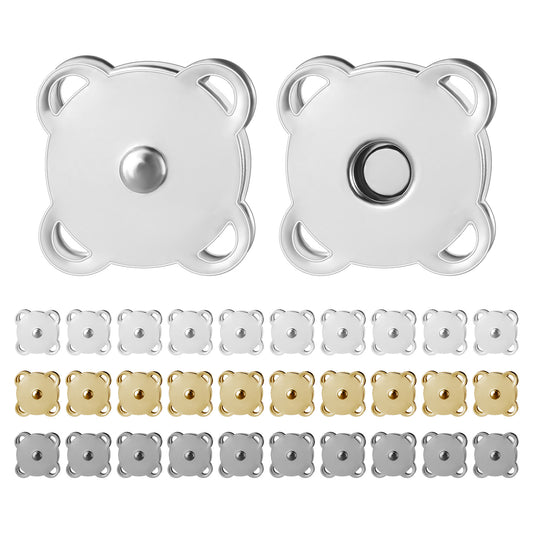 30 Sets Plum Magnetic Snaps 14mm Sewing Plum Magnetic Snaps Buttons Closure Buttons for Purse Handbags Clothes (Bronze Silver Dark Gray)