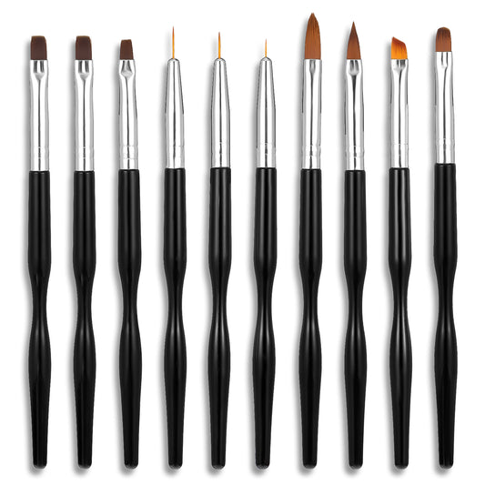 10Pcs Nail Art Brushes Set Professional Nail Art Design Pen Painting Tools with Drawing Pen Nails Liner Brush and Nails Dotting Pens French Manicure Brushes for Women