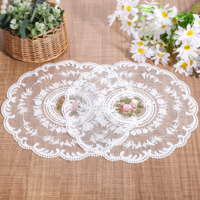 Lace Placemats, 2 Pcs 12.5 Inch Retro French Floral Lace Doilies for Tables White Embroidered Table Doilies for Home Kitchen Dining Room Wedding Birthday Party Vase Decoration (White)