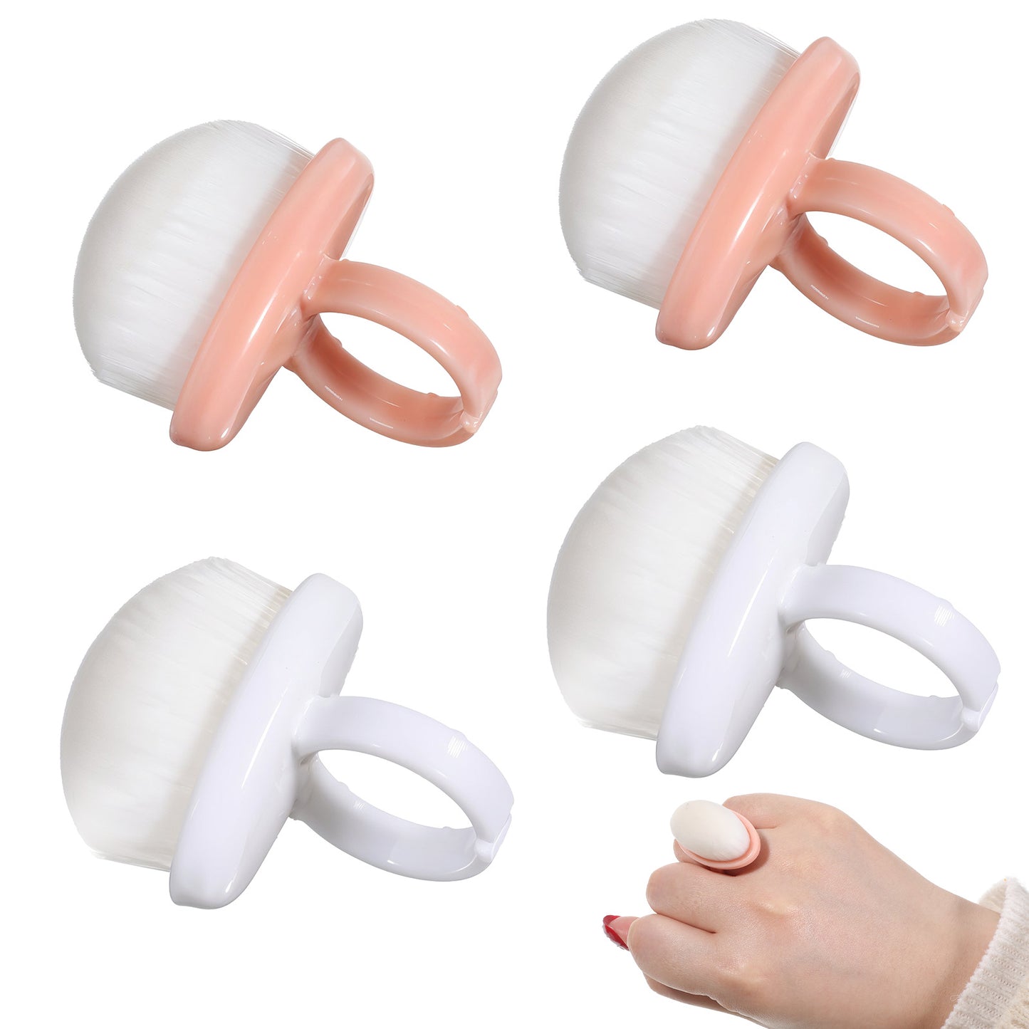 4PCS Dust Brush for Nails, Small Nail Brush Duster with Ring Nail Brushes Dusters Nails Duster Tools for Manicure and Pedicure
