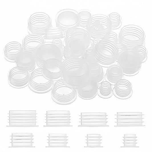 80Pcs Salt and Pepper Stoppers Plugs, Plastic Stopper Replacement Plug Bottle Caps, Reusable Clear Round End Cap Salt Shaker Stopper Silicone Shaker Plugs (10/12/14/16/18/20/22/24mm)