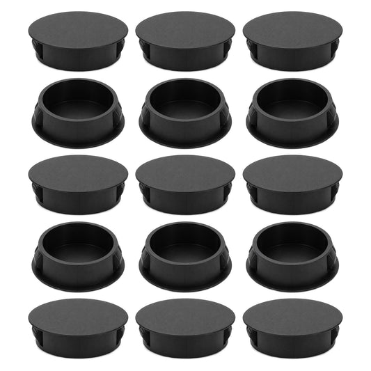 15Pcs Plastic Plugs for Round Holes 32mm(1 1/4") Black Plastic Hole Plugs Flush Type Rubber Hole Plug for Furniture Cabinet Insert End Caps Car Wiring