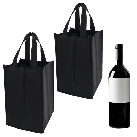 2 Pcs 4 Bottle Wine Carrier Tote Bag Bottle Wine Bag with Divider Non-Woven Wine Bags Reusable Portable Wine Bottle Holder Bag with Carry Handle Wine Gift Bag for Travel Picnic Camping Gift Giving